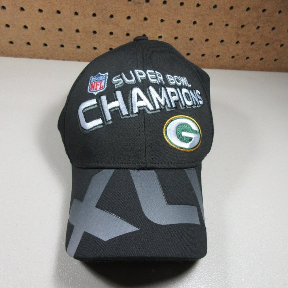 Reebok mens charcoal Green Bay Packers Super Bowl XLV champs stetch hat OS